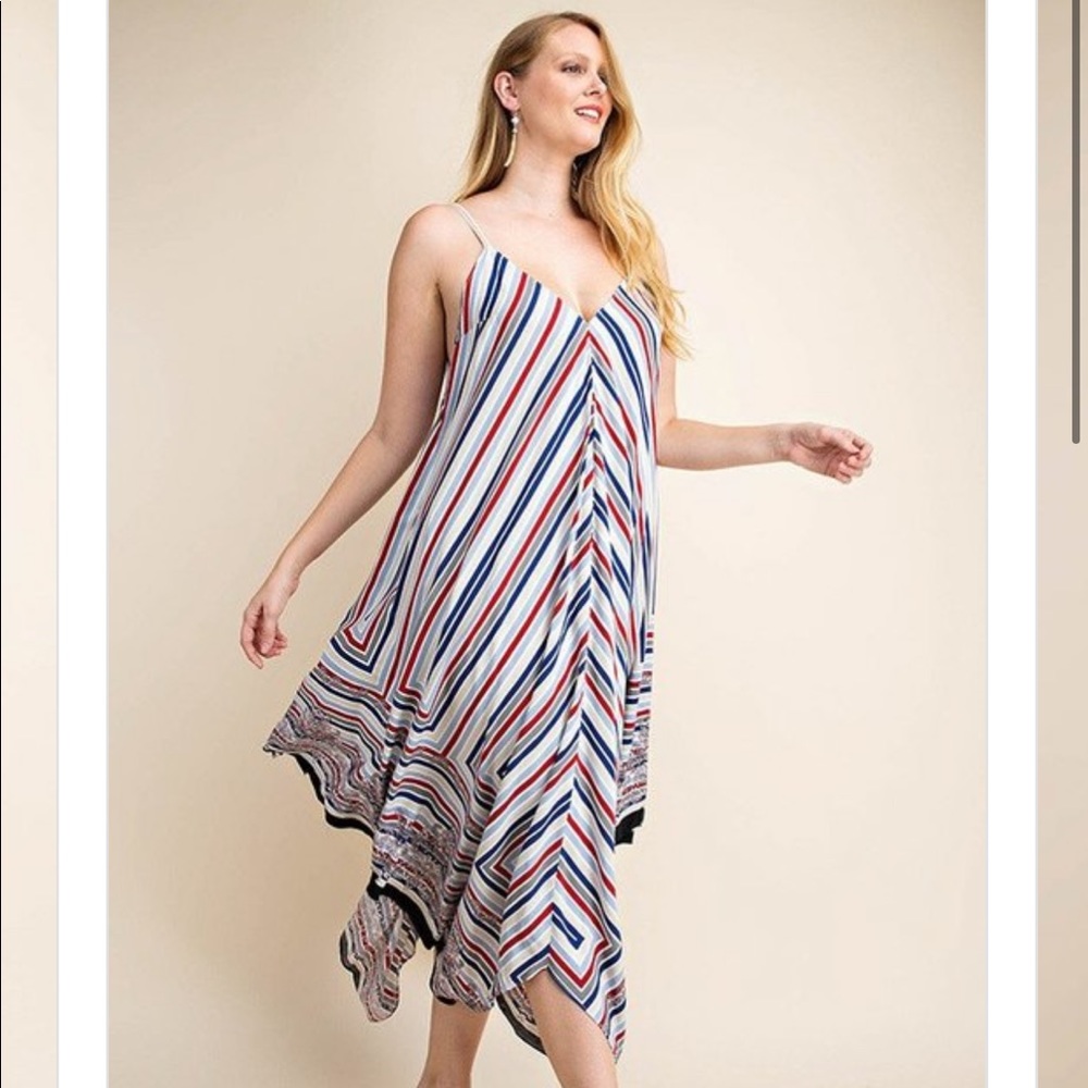 STRIPE SCARF PRINT CAMI DRESS